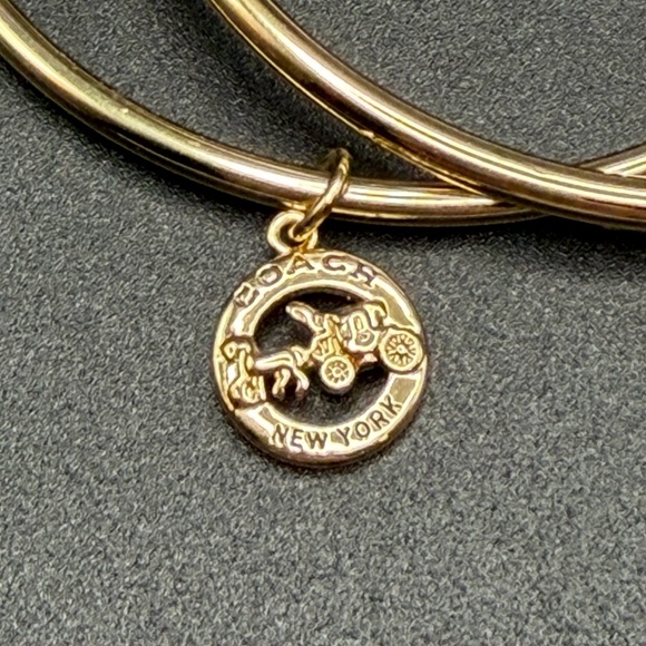 Coach Gold tone Charm Bangle Set of 2 #A103 size 7.75 - Picture 3 of 8